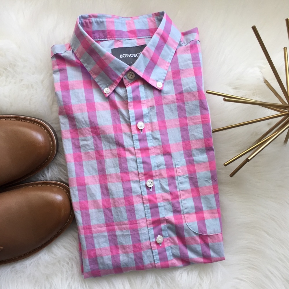 New Bonobos Button Down Cotton Shirt Plaid Small S